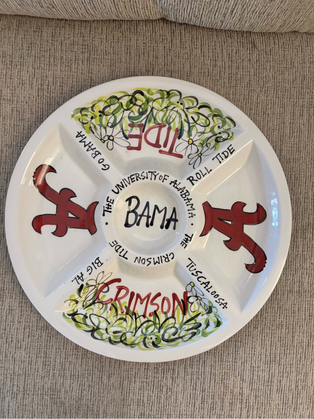 University of Alabama Crimson BAMA Ceramic Serving Platter - White & Crimson